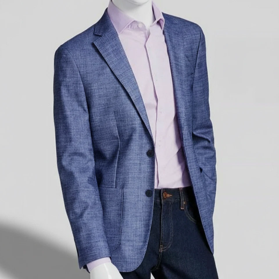 Calvin Klein Men's Blue Solid Slim-Fit Soft Sport Coat Jacket Size 34R - Image 1 of 1