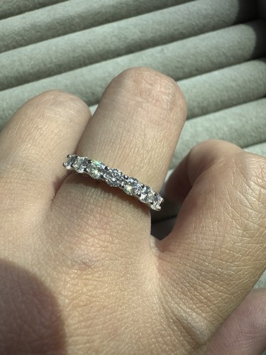 Eternity Mossanite Ring Size M 18K Plated S925 Lab Created Diamond Test Pass - Picture 2 of 5