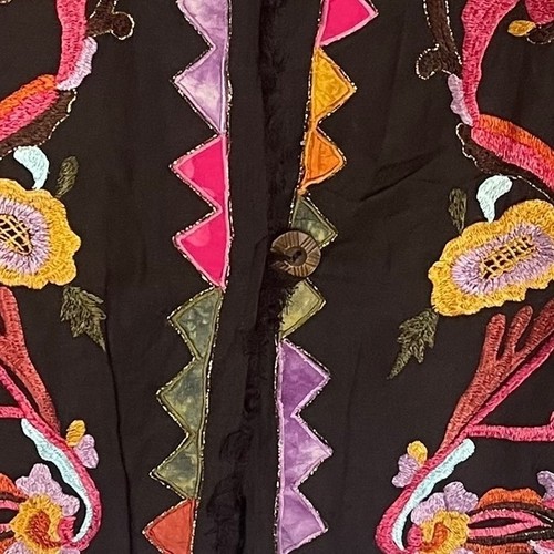 Indigo Moon Embroidered Floral Jacket Colorful Southwest Bohemian XL 1 Button - Picture 6 of 11