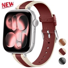 Slim Leather Band Strap for Apple Watch 11 10 9 8 7 6 5 SE SE3 42/44/45/46/49mm