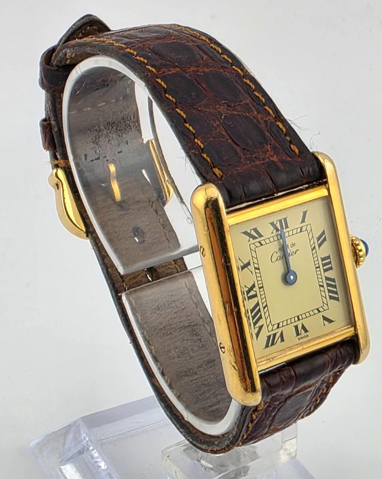 Cartier VERMEIL Tank Quartz Watch 20mm - FAULTY CROWN - SPARES/REPAIRS - Image 3 of 4