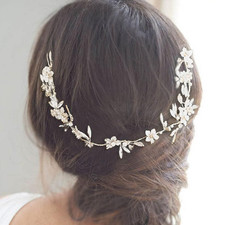 Flower Bride Wedding Hair Vine Leaf Bridal Hair Accessories Pearl Hair Piece Hea