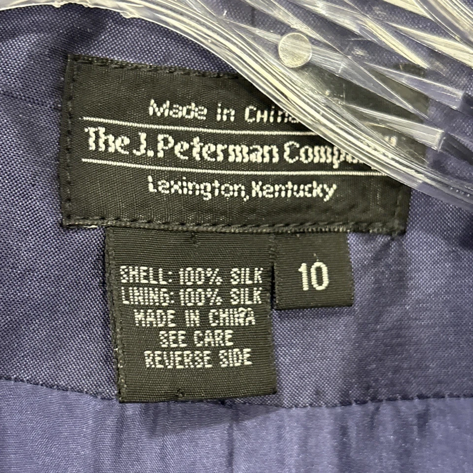 Blazer De Colección J Peterman 100% Seda Azul Peplum Mujer 10 (Se Ajusta a M) Chaqueta de Vacaciones Foto 4 de 4