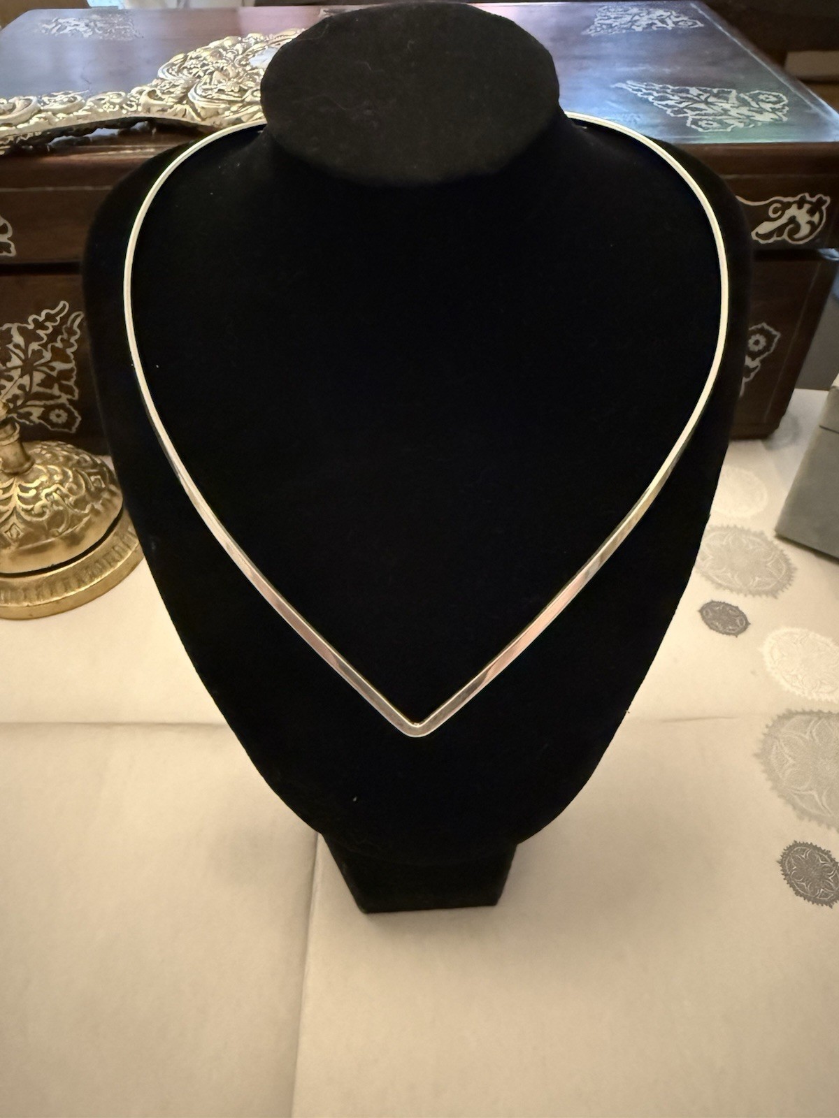 Gorgeous Solid Silver 925 Collar Wishbone Shaped … - image 3