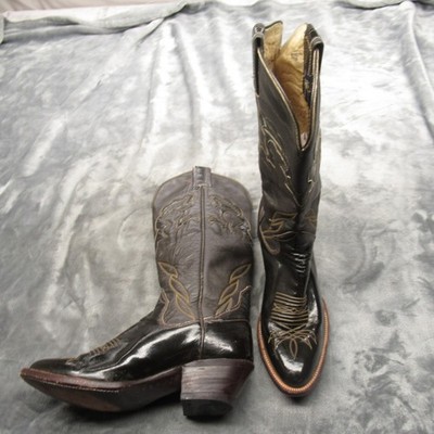 The Sanders Mens Cowboy Boots 8.5 D Brown Leather Western Rodeo Embroidery 15''