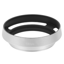 58mm Universal Lens Hood, Silver Metal with Screws and Holes