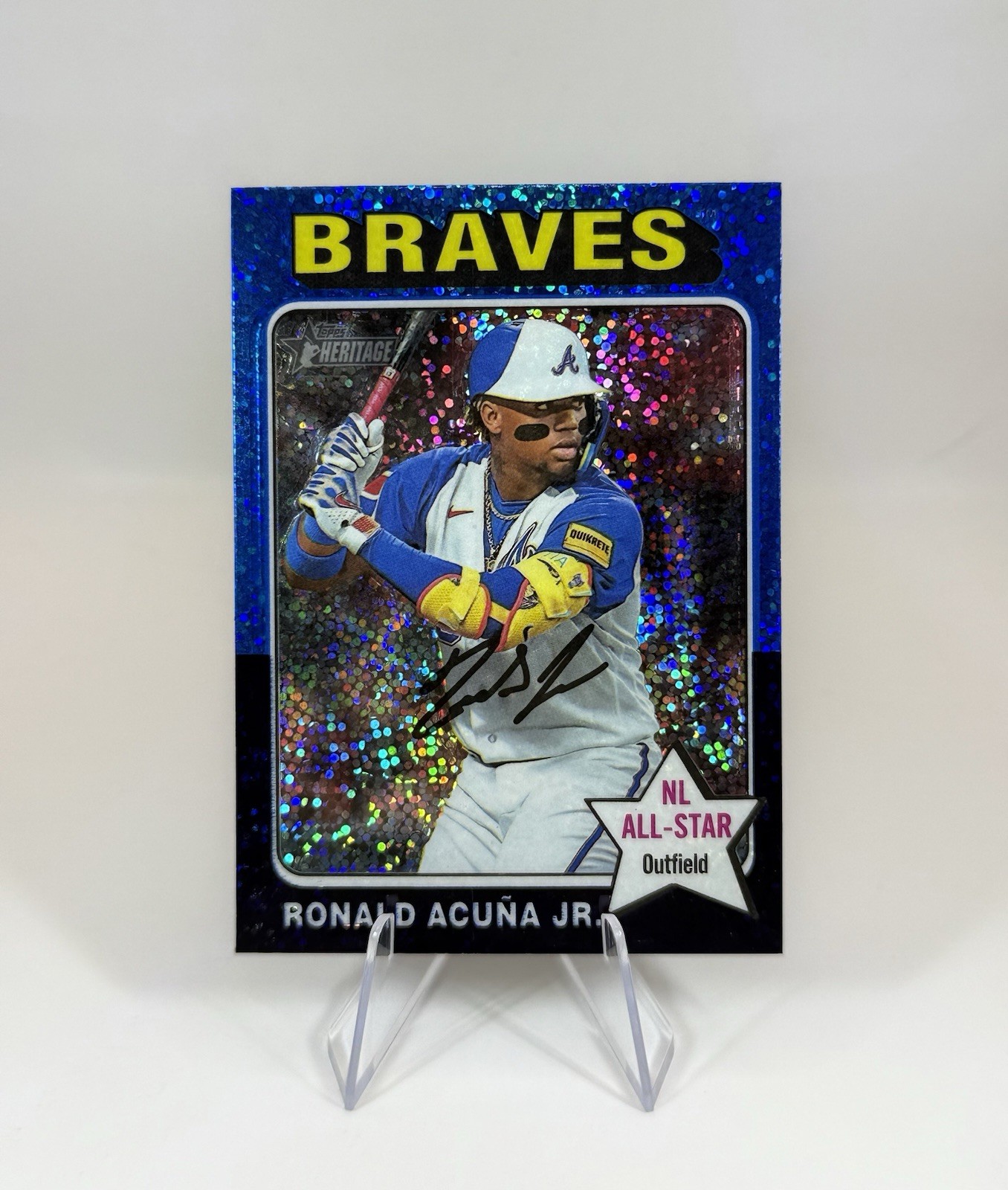 RONALD ACUNA JR Blue Sparkle Chrome Refractor 2024 Topps Heritage #321 BRAVES