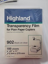 Highland 902 Transparency Film 100 Sheets 8.5 x 11 Copiers Sensing Stripe