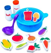    Tub Soup    Scoop, Strain  Play Toddler Bath Toy  Floating Foam Veggies,...