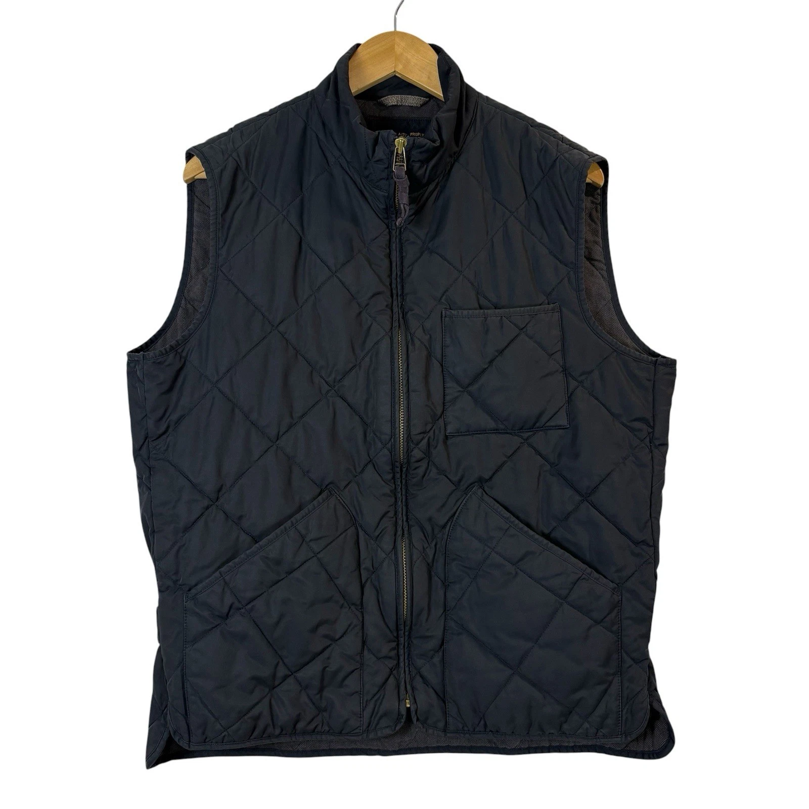 J.Crew Men’s Sussex Quilted Military Utility Vest Size L Navy PRIMALOFT Y2K