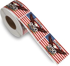 500 PCS 2.75"x1.57" Patriotic 250th Independence Anniversary Stickers Roll Ameri