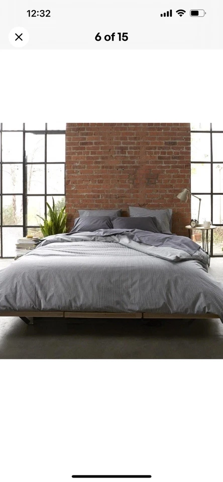 Brooklinen Luxe Sateen Duvet Cover Queen/Full Cotton Graphite Stripe #374 $199 - Image 2 of 3