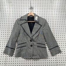 Vintage Bebe Collection Linen Blend Blazer Womens 6 Gray Business Work