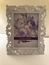 LAURA ASHLEY Photo Frame Scrolled White With Silver Edging Cottagecore 5 X 7