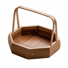 Bamboo Basket with Handle Handmade for Tea Service