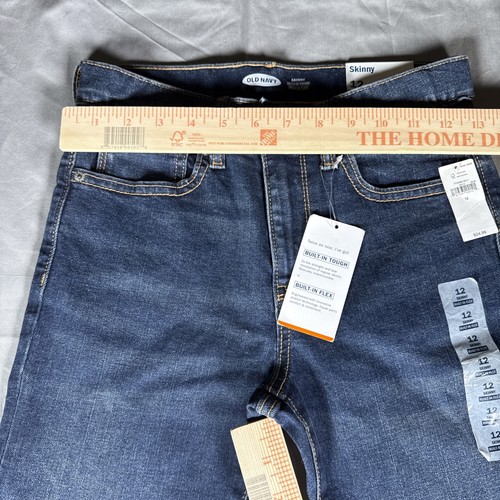 Old Navy Skinny Jean Boys 12 Adjustable Waist Medium Wash Denim Pant 26x27 - Picture 8 of 11