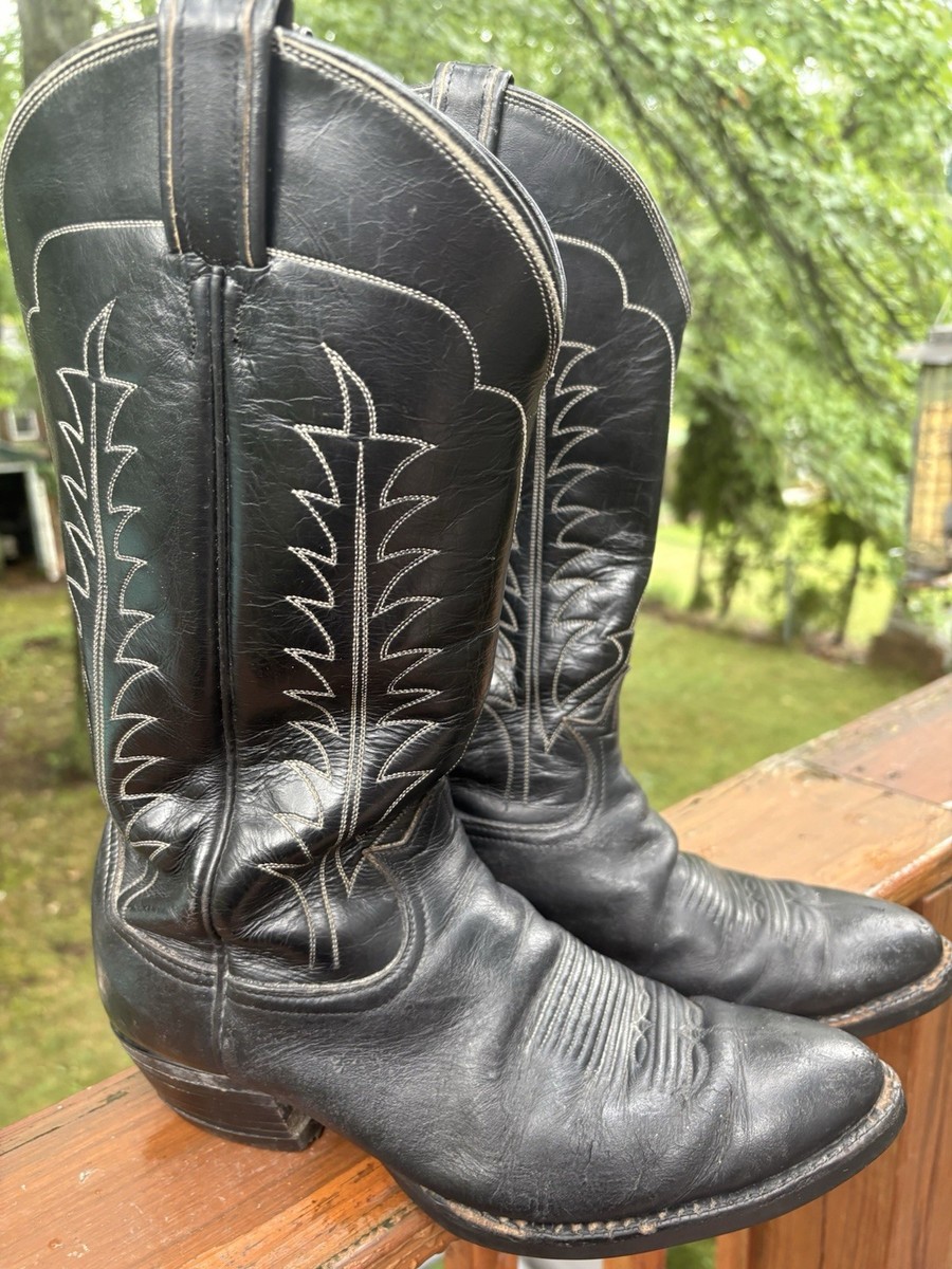 Vtg Tony Lama Black Label Men Western Cowboy Boot Sz 9D 0753 | eBay