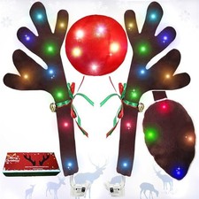 Reindeer Antlers for Cars   LED 2025 Christmas Car Decorations Kit with Jingle