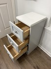 2 Glacier Bay DELRIDGE 3Drawer Nightstand w/ Storage Gray/White Wood.  — photo 3