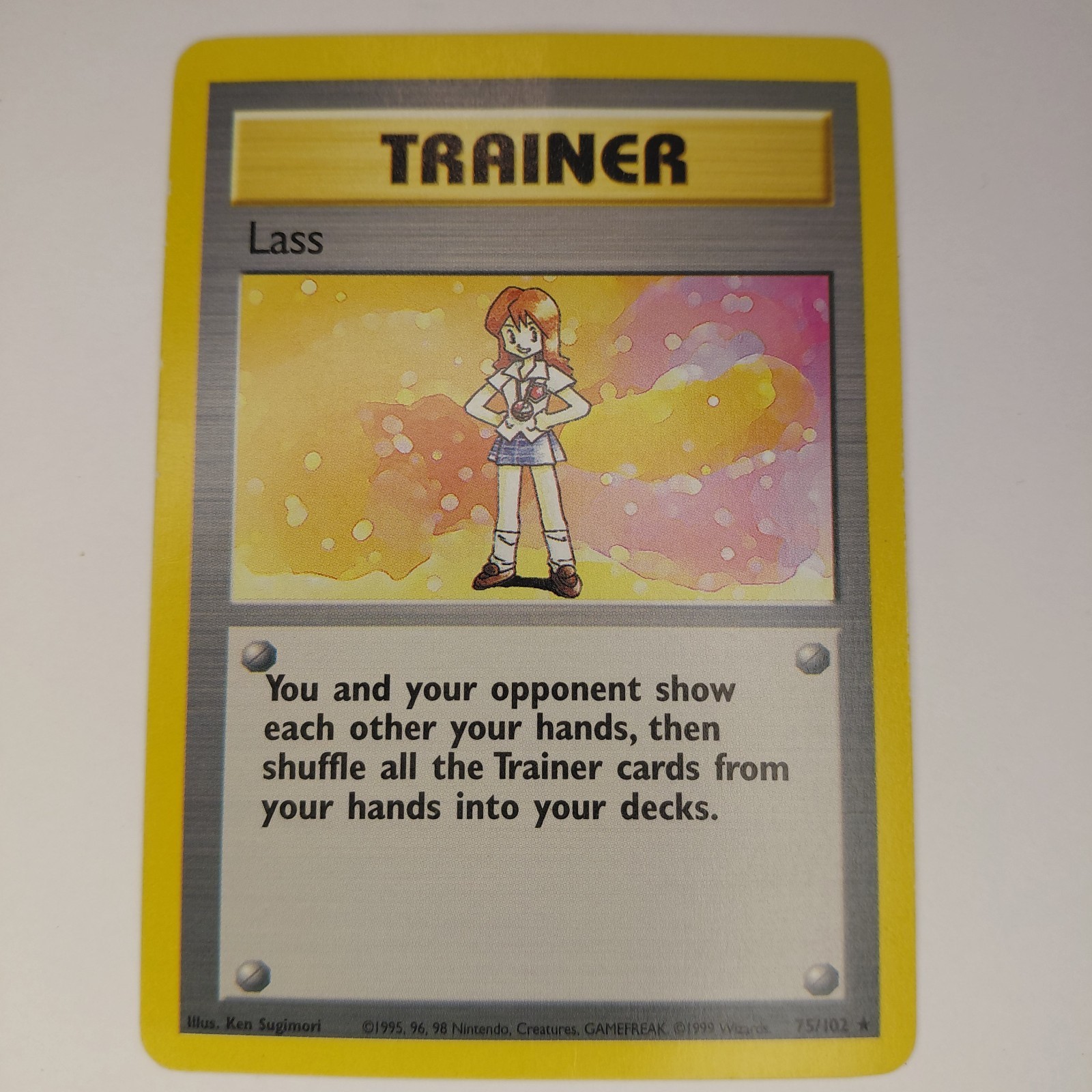 Lass 75/102 LP Base Set Pokemon TCG  Trading Card Trainer WOTC 1999