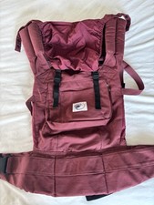 ERGObaby Organic Maroon Baby Carrier Adjustable Straps Pocket Hood Cover