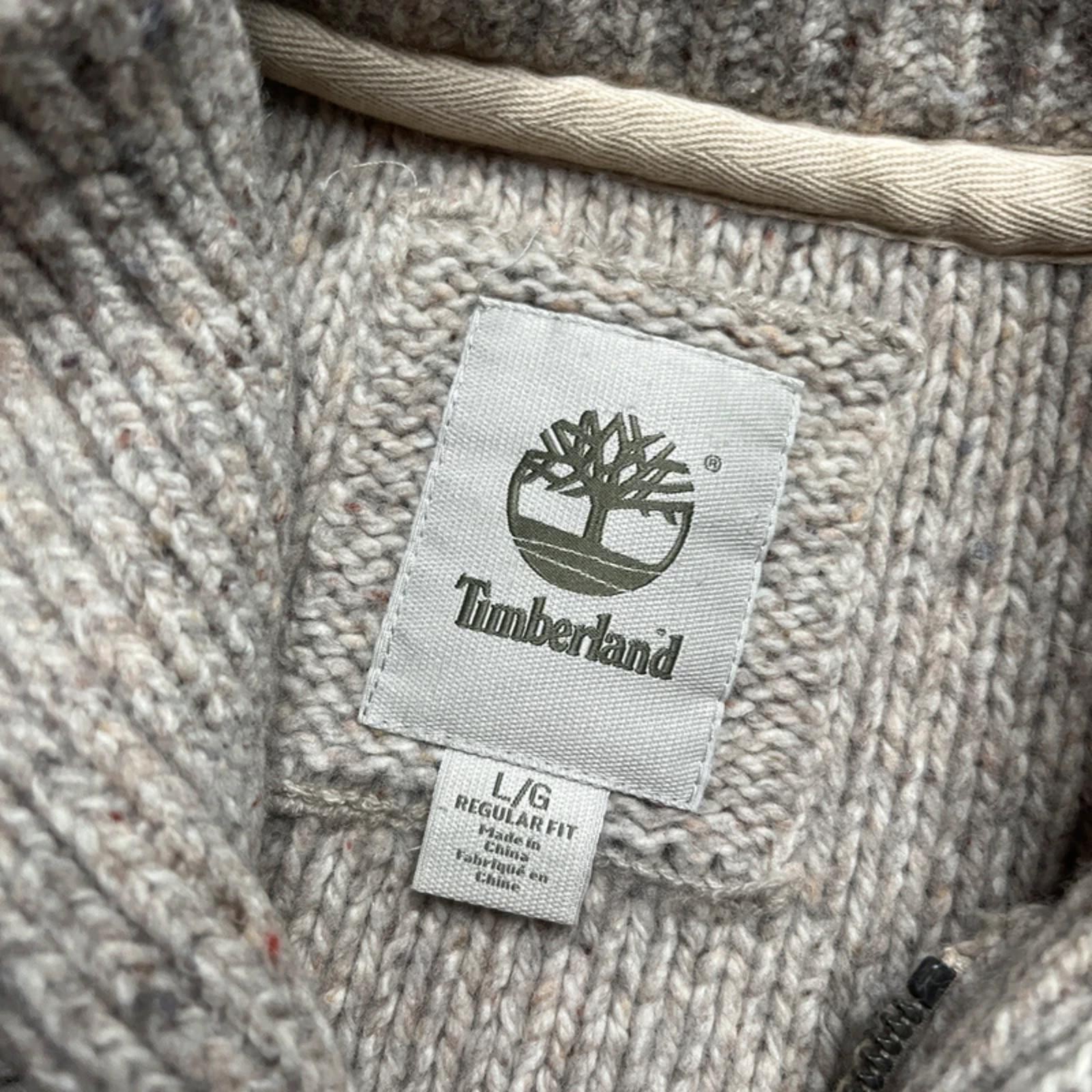 Vintage Timberland Beige Heavyweight Chunky Knit Lambswool Jumper | L image 5
