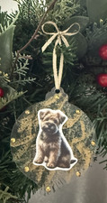 Handmade Terrier Puppy Christmas Ornament   Dog Lover Decor Gift