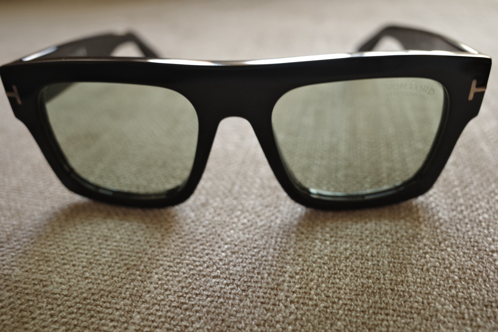 Tom Ford Fausto 53mm Square Sunglasses Black/Photochromic Green image 2