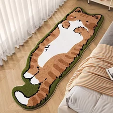 Cartoon Cat Patterned Area Rug – Soft Polyester Carpet – Non-Slip, Dirt-Proof