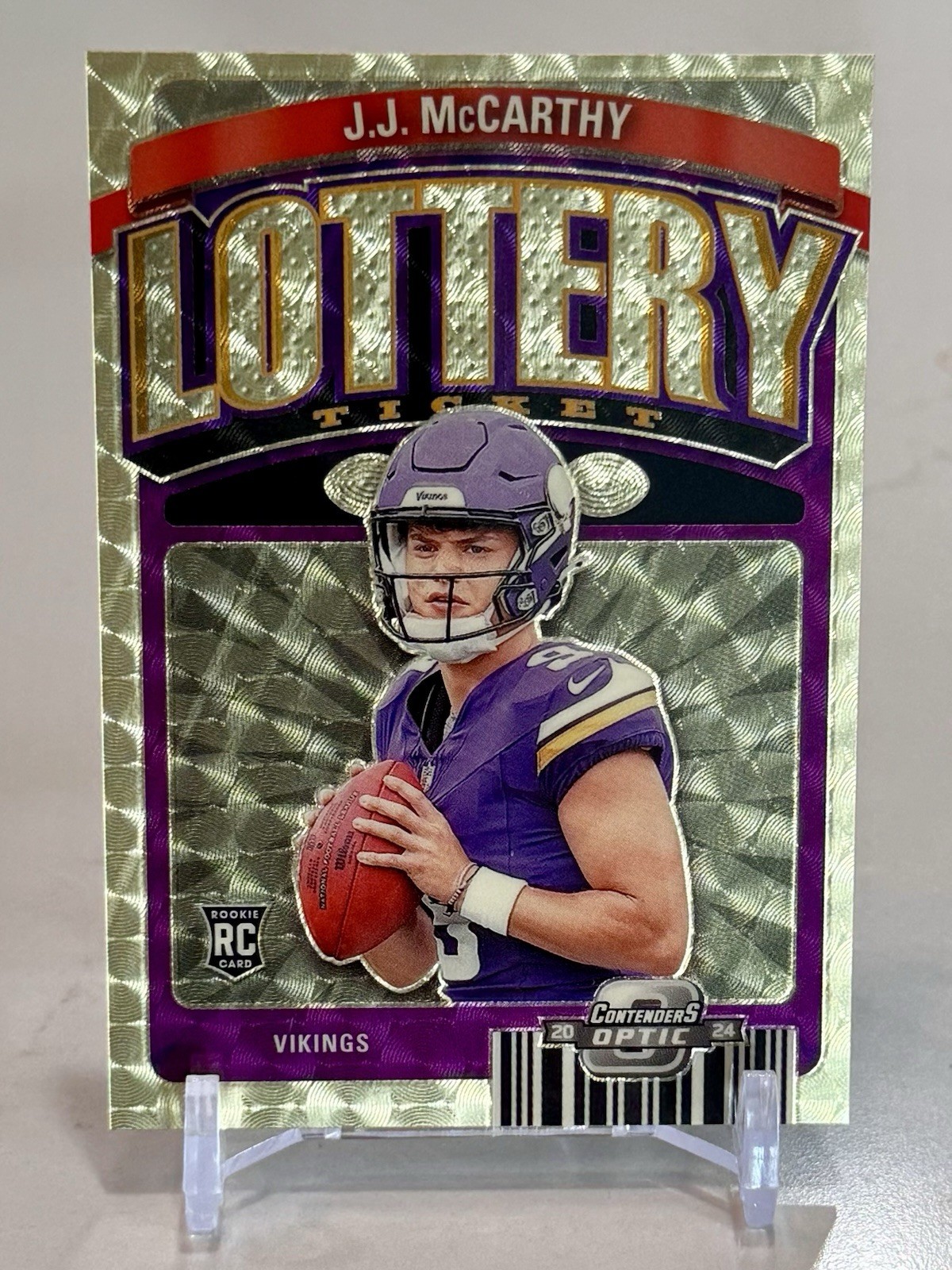 2024 Panini Contenders Optic JJ McCARTHY Lottery Ticket 1/1 Gold Vinyl RC 🔥🔥🔥