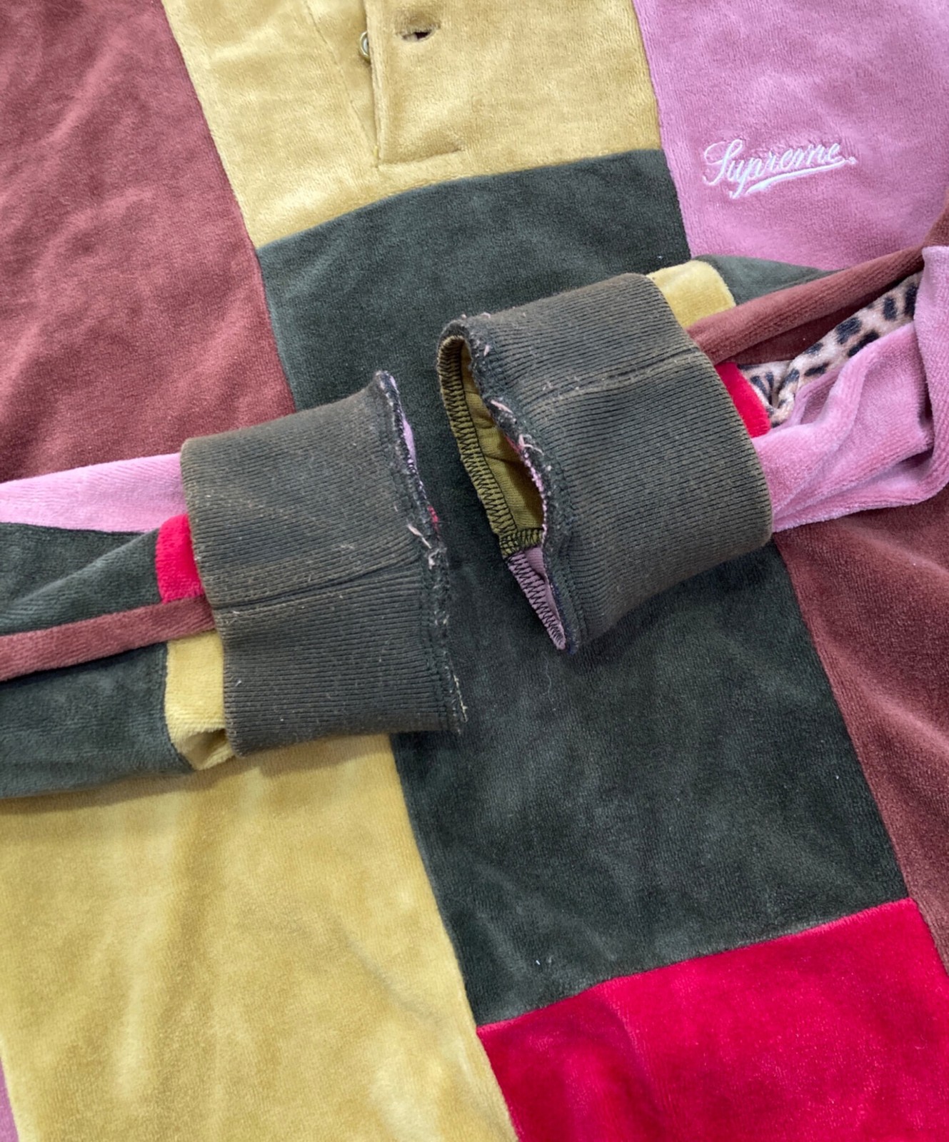 SUPREME patchwork velour polo Size: L Multicolor Men thumbnail 6