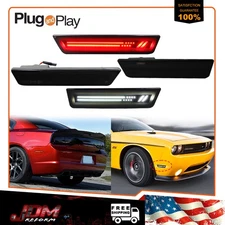 Front White Rear Red Racing LED Side Marker Light for 08-14 Dodge Challenger 4PC