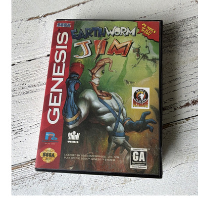 Earthworm Jim (Sega Genesis, Playmates, 1994) Original Case, Cartridge