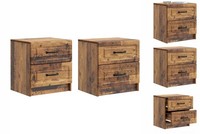 Nachttisch 2Er Set Nachtschrank Altholz 43X34,5X44,5 Cm Holzwerkstoff