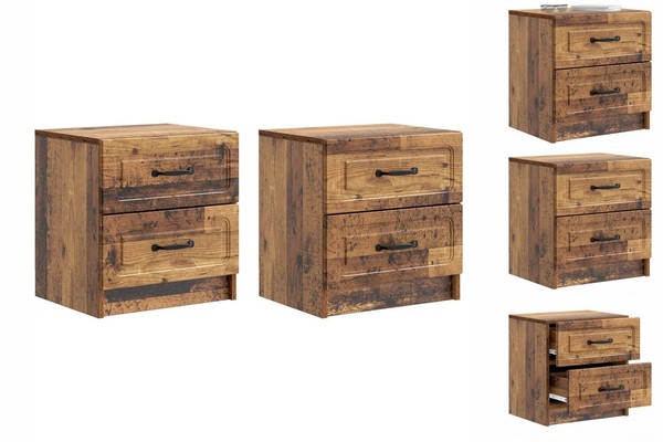 Nachttisch 2Er Set Nachtschrank Altholz 43X34,5X44,5 Cm Holzwerkstoff-image