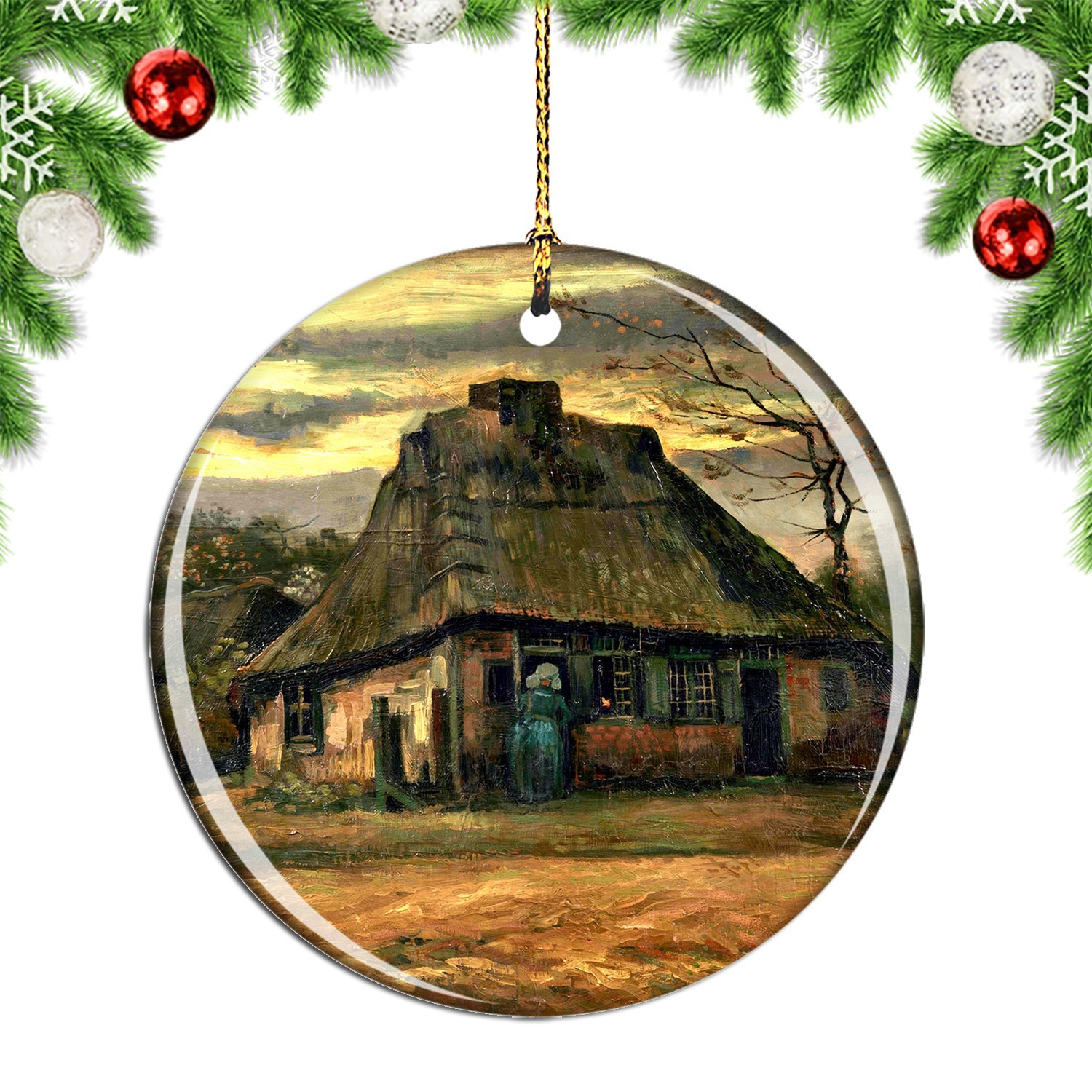 Van Gogh Straw Hut At Dusk Painting Christmas ornament city travel souvenir