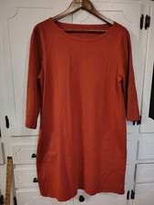 Garnet Hill Womens Dress 3/4 Sleeve Organic Pima Cotton Sz 14 rust casual