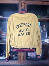 Vintage 1950s Freeport Auto Racing Jacket New York Speedway NASCAR Hot Rod Car