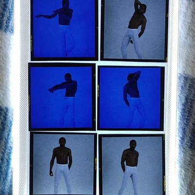 Retro 80er Jahre Farbtransparenzen, Oben Ohne Mann, Schwarz, Männlich, Model, Physique, x11