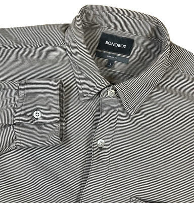 BONOBOS Mens Standard Fit Large Cotton Jersey Hidden Button-Down L/S Shirt