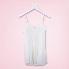 Vintage Victoria s Secret Babydoll Chemise Set M Ivory 1998 Coquette Lace Y2K