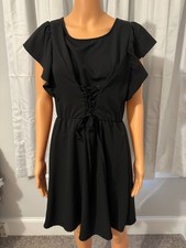 SALE Cute Xhilaration size M black flutter sleeve tie front dress women NWOT