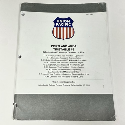 #ad Union Pacific Portland Area Timetable #6 Oct 2014 Trains Rail PB 27020 stains $10.00