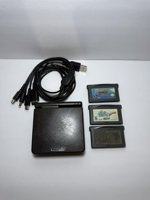 Nintendo Game Boy Advance SP Handheld Console Onyx Black With Games and charger.