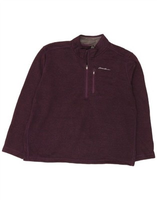 EDDIE BAUER Herren Zip Neck Sweatshirt Pullover XL lila gefleckt Polyester LJ11