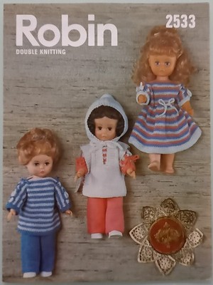 ROBIN 2533: OUTFIT PASSEND FÜR 14 ZOLL PUPPE IN DOPPELSTRICK, VINTAGE