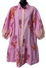 Miss Madigan Floral India Block Print Mini Dress Pink XL NEW