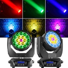 2PCS 19x20W LED Zoom Moving Head Stage Light RGBW DMX Beam Wash Lighting Strobe
