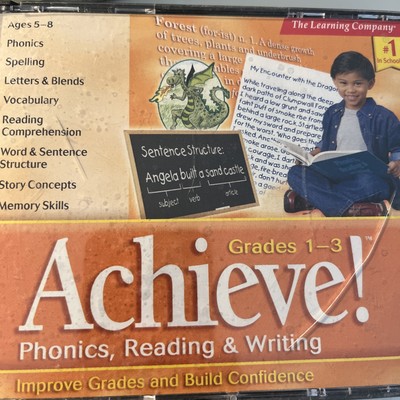 Achieve Grades 1-3 Phonics, Reading, Writing, Learning Company Software 1998