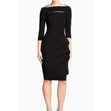 Chiara Boni La Petite Robe Dress Womens IT46 US 10 Black Kate Boatneck Sheath